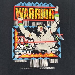WWF Ultimate Warrior T-Shirt Mens M Black 1989 Titan Sports Vintage SingleStitch